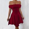 Summer women's clothing European and American one-word collar irregular tube top off shoulder slim-fitting sexy dress