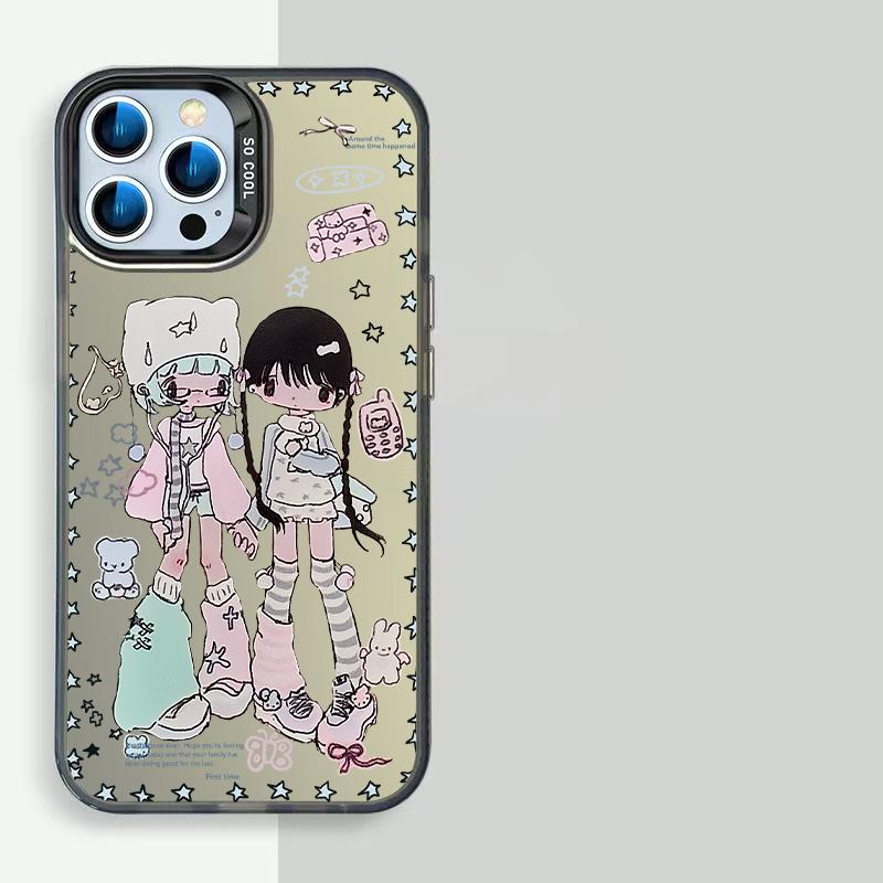 Ins Korea Cute Sweet Angel Phone Case for IPhone 16 15 14 13 Pro Max 11 12 Mini XR XS 7 8 Plus Fashion Shockproof Cover