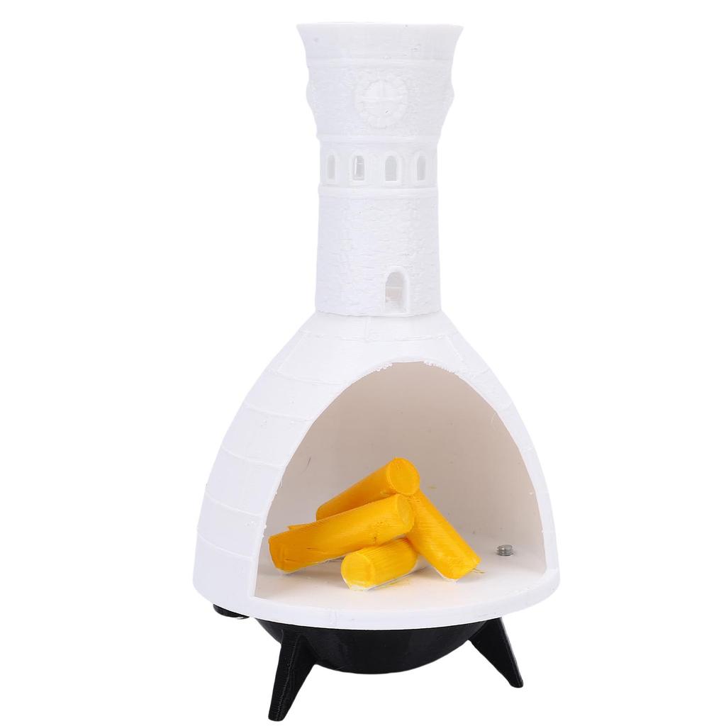 Xmas Fireplace White Resin Fireplace Tabletop Ornament with Energy Saving LED Lights for Holiday Decoration