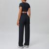 Wolkig Schnelltrocknender Gekürzter Yoga-Anzug mit Integriertem BH für Outdoor-Fitness & Laufen - Damen Sport Zweiteiliges Set