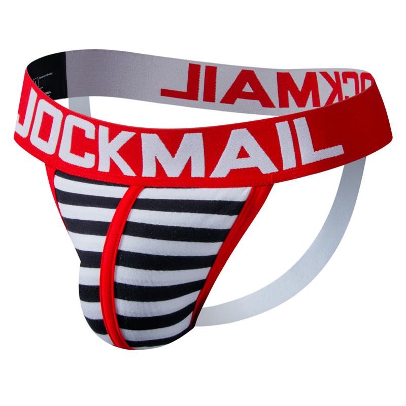 Jockstraps JOCKMAIL Fashion Stripe Men's Thong Sexy Low Waist T-Back Briefs Sport G-string Underpans Daily Casual Men's Bikini Underwear