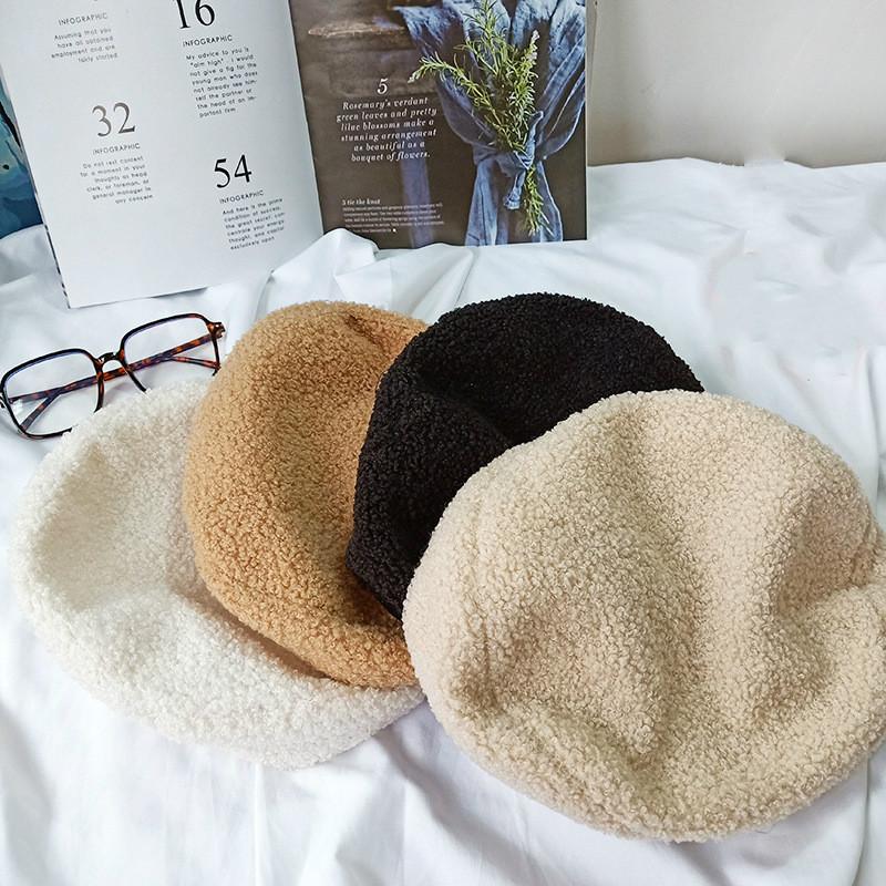 Beret Warm Wool Winter Beanie Hat Cap Vintage Plain Beret Hats Solid Color Lady Winter Warm Caps
