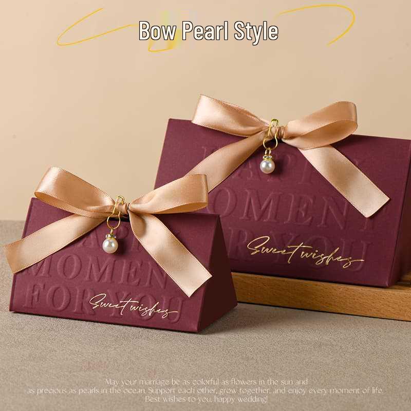 2025 Elegant Triangular Wedding Candy Box for Newlyweds – High-End Party Favor