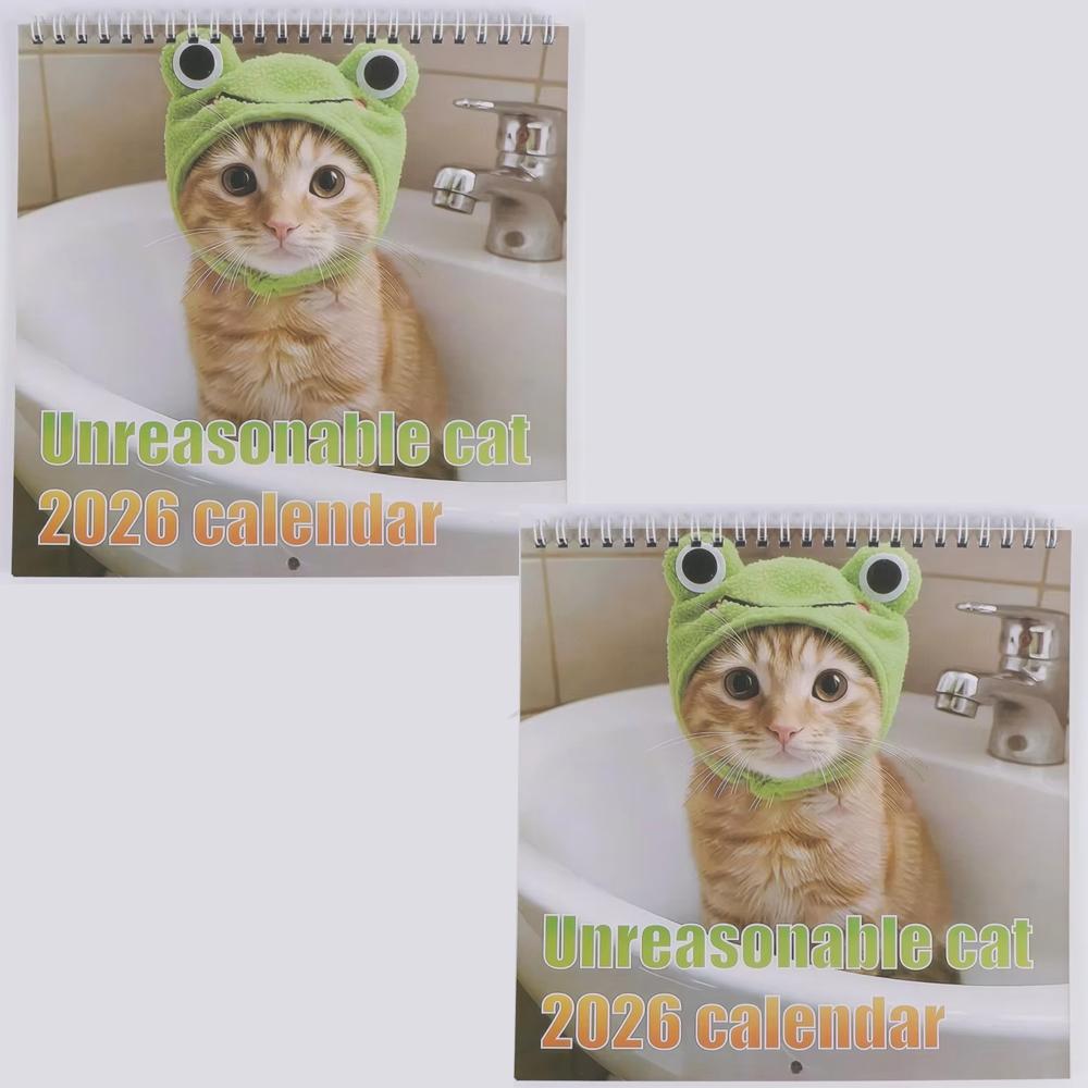 Newest Cute Cat 2026 Calendar Monthly and Daily Planner with Adorable Frog-Eyed Kitten Design Funny Family Planner