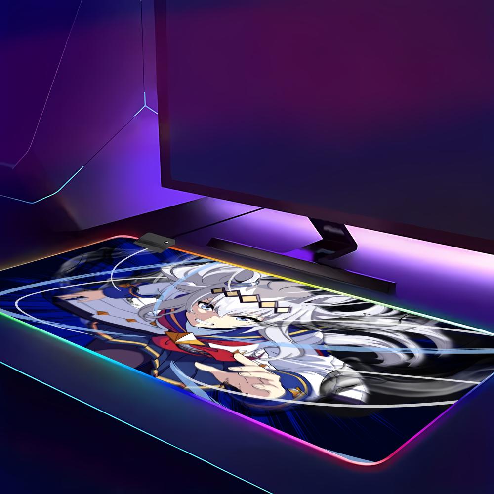 O-Oguri C-Cap Mouse Pad Animation Games Beautiful RGB Mouse Pad HD Gamer Large LED Light XXL PC Computer pad Non-slip Decor