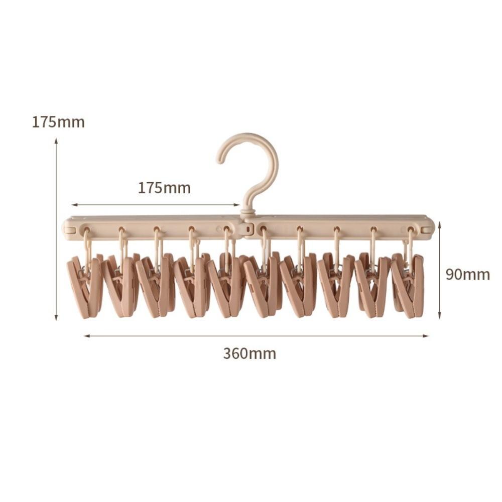 Foldable Clothes Hanger with Clips Rotatable Windproof Underwear Drying Rack Space Saving Socks Hanger Hook Household