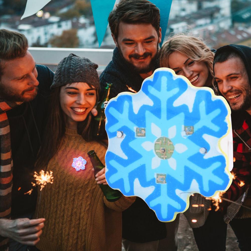 25pcs New Year Christmas Theme LED Luminous Brooch Pin Badge Party Favors DIY DecorationBlue Snowflake