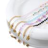 1pcs Stainless Steel Crystal Flower Beaded Chains Lobster Clasps Braid Bracelet Necklace for Women DIY Jewelry Making Wholesale