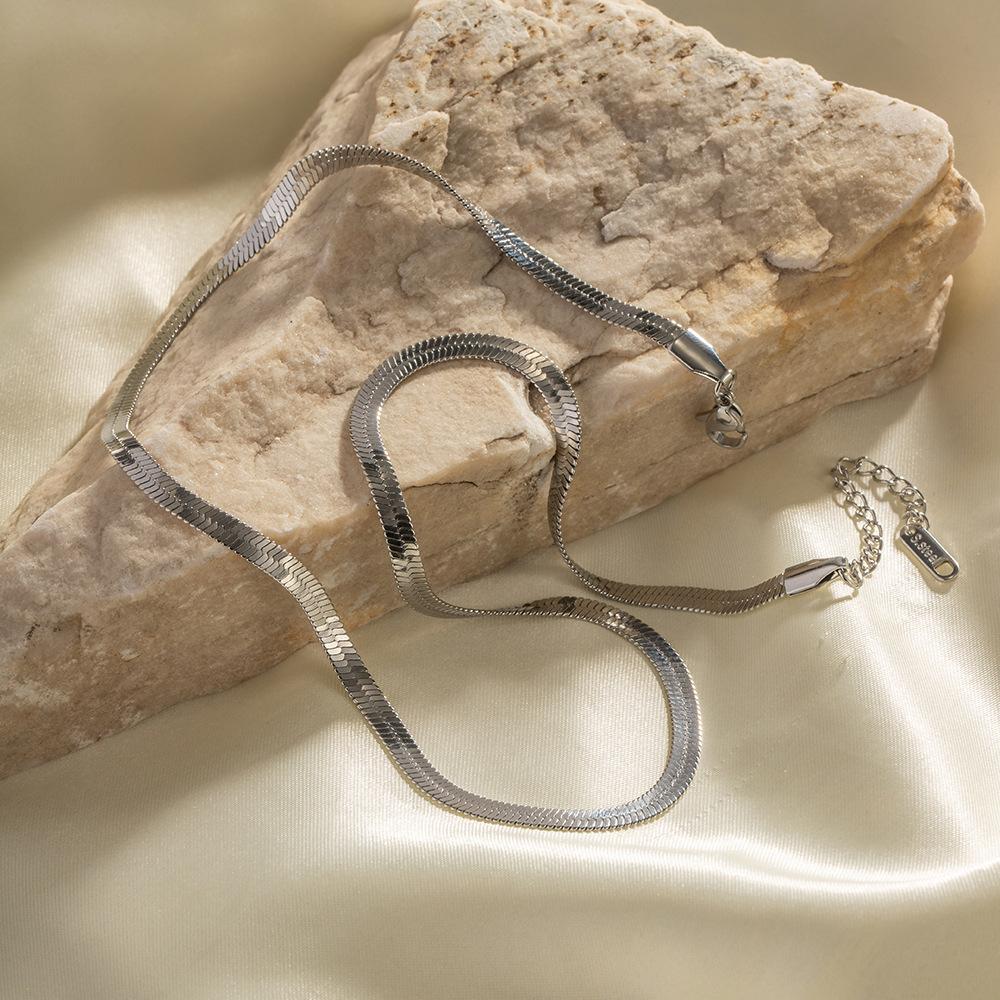 European and American ins steel stainless steel necklace titanium steel popular necklace stacked jewelry snake bone chain necklace