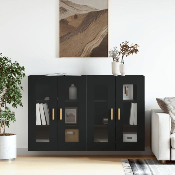 VidaXL Armoires murales 2 pcs noir bois d'ingénierie 3197898