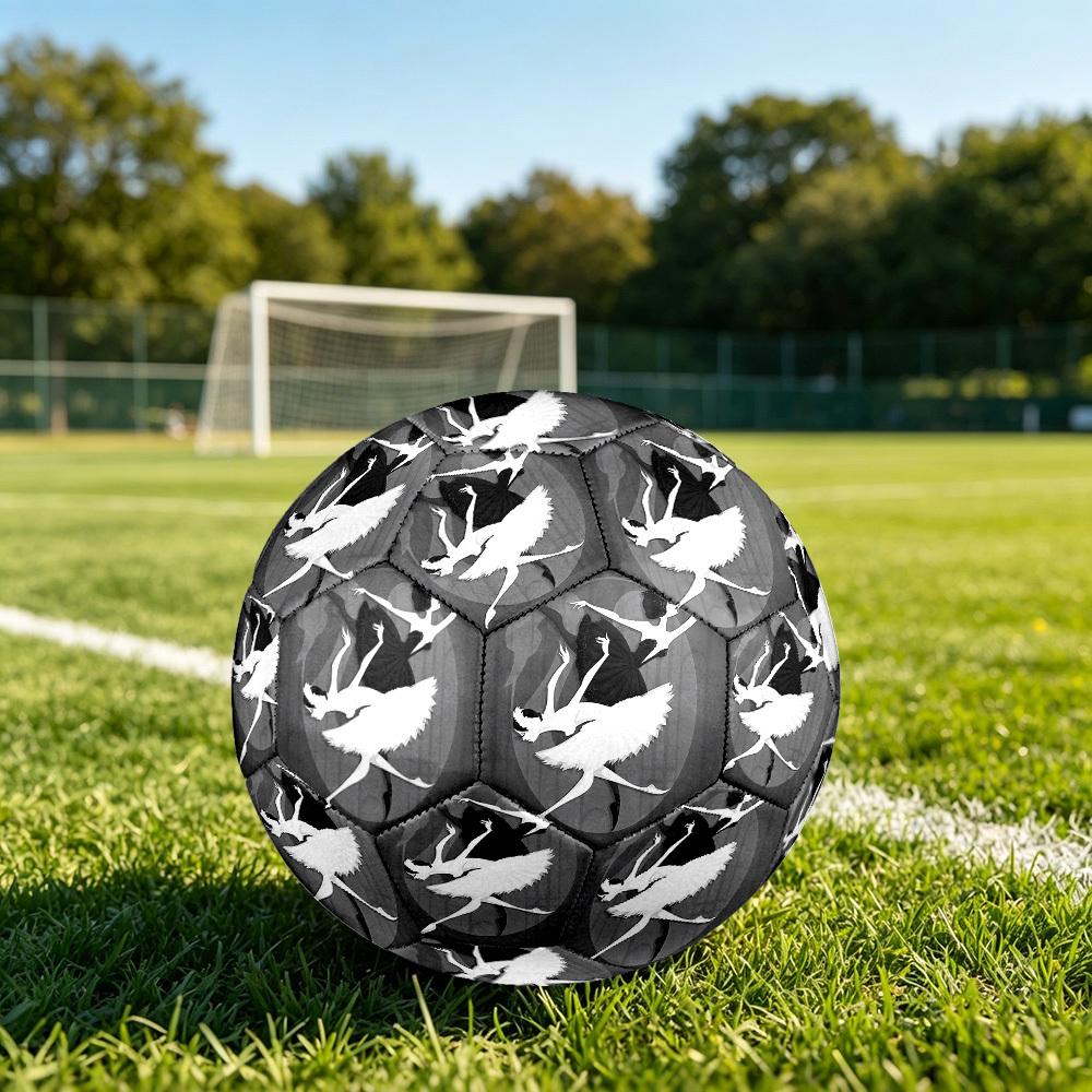 1pc Dance Black White Theme Soccer Ball Football, Size 5, Lightweight PVC, Outdoor Training Soccer Ball,Gift J61411