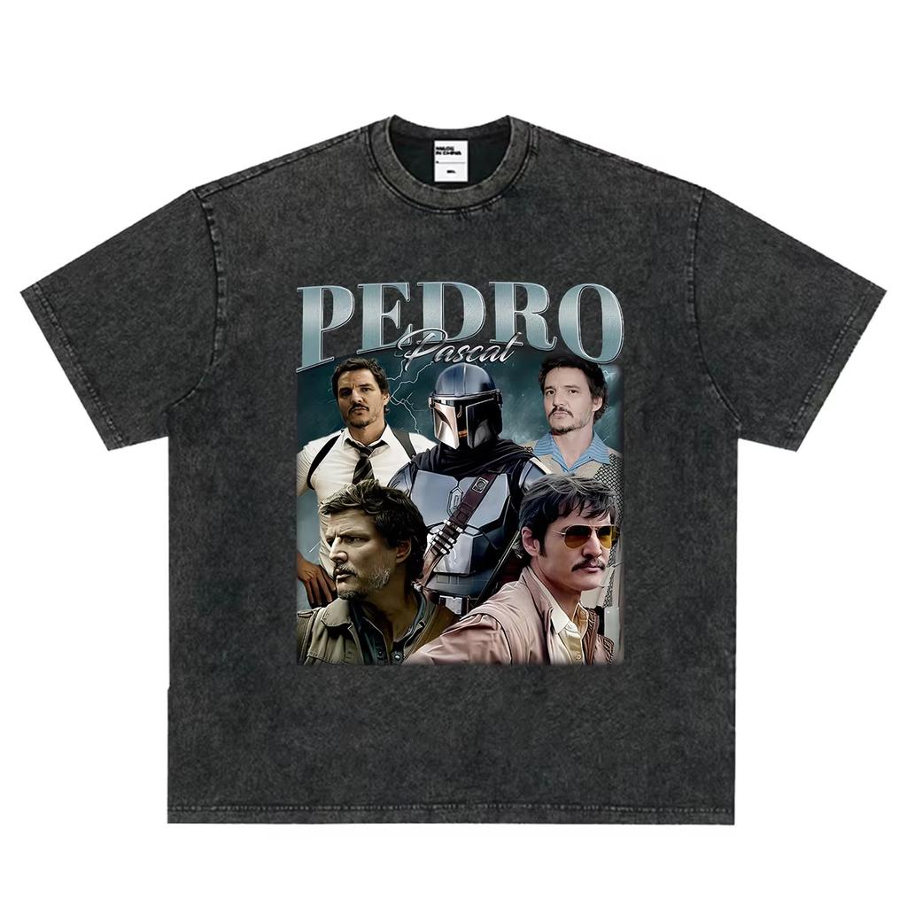 2026 Hot Sale Actor Pedro Pascal Fans Gift Graphic T Shirt Vintage Washed Pedro Pascal T-shirts Men Women Hip Hop Punk Streetwear Oversized Tshirt