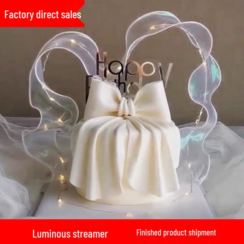 NetizenINS Flowing Colored Ribbon Cake Decoration for Valentine's Day
