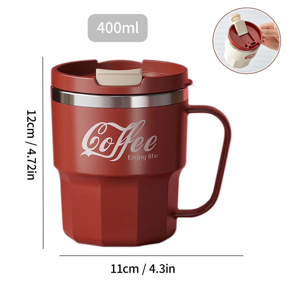 304 Stainless Steel Double Wall Insulated Coffee Cup With Handle Portable Students Leak-proof Water Cup Milk Coffee Mug