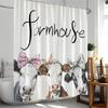 Landhaus Badezimmer Duschvorhang Dekorativ Kuh Sonnenblume Blume Kürbis Herbst Polyester Badewannenvorhang