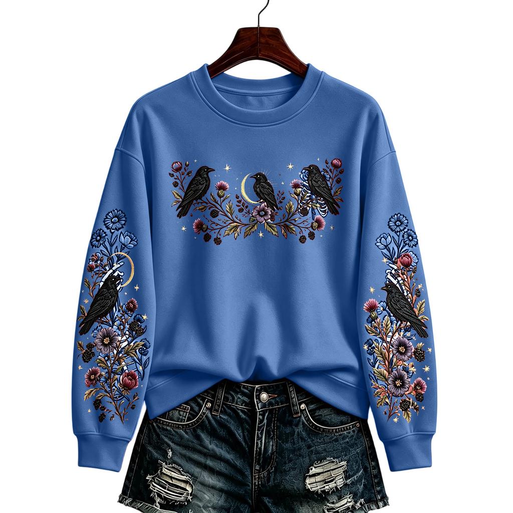 Women's Casual Halloween Print Pullover Sweatshirt for Fall Holiday Party