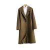Palton lung de lână dublu-față pentru femei, cu guler de costum, subțiere, 100% lână, modă toamnă/iarnă