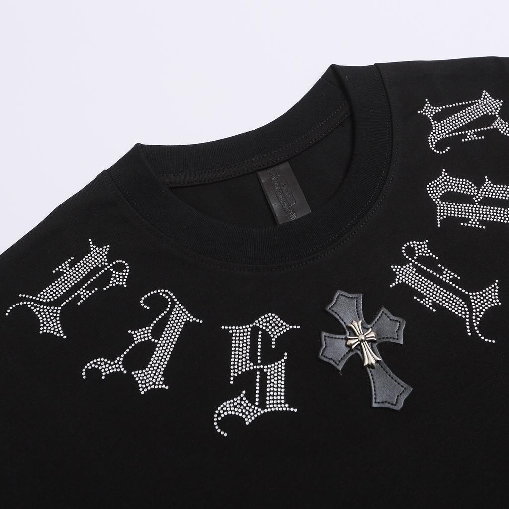 1958 CHROME HEARTS 2025 Summer New High Quality Cotton Round Neck Loose Large Size Men's and Women's T-shirt Couple T-shirt