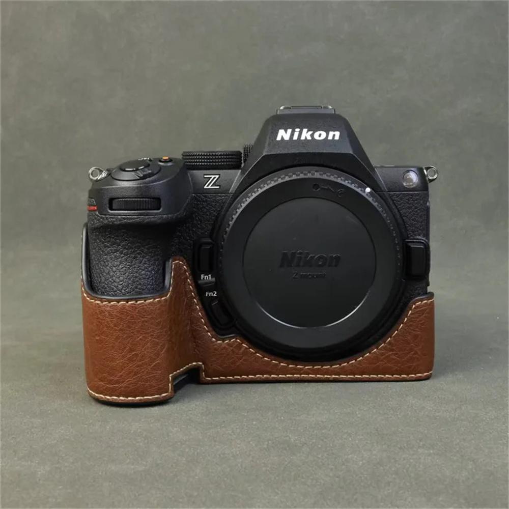 For Nikon Z 50 II Buffalo Texture PU Leather Bottom Case Half Body Camera Cover with Battery Opening