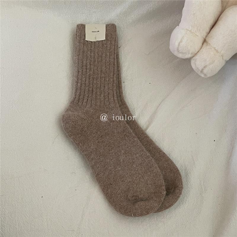 

Женские зимние теплые однотонные толстые полосатые утолщенные носки-трубы 1 pair хаки