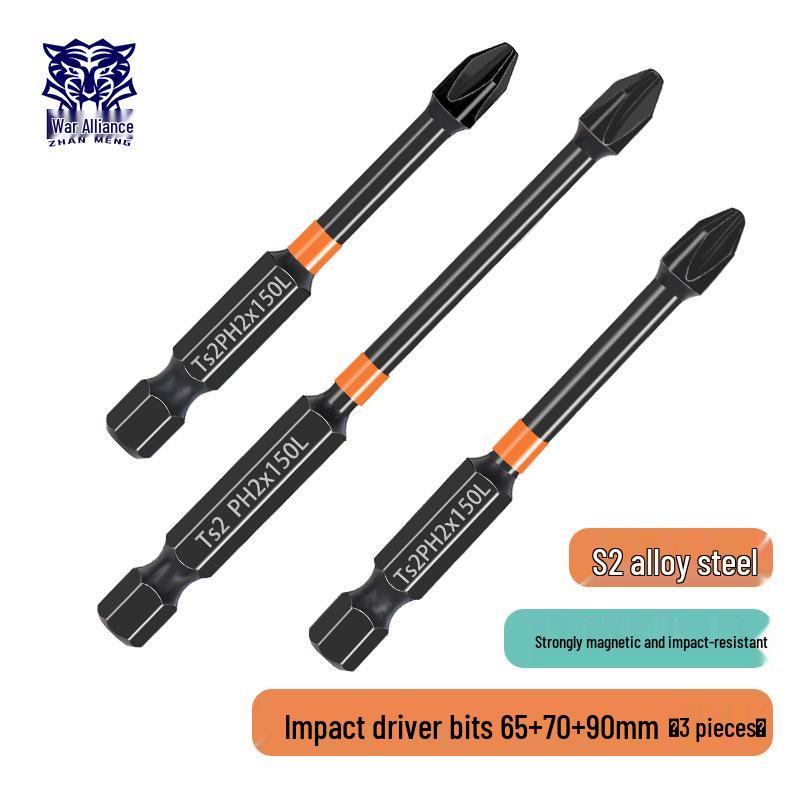 Phillips Magnetic High Hardness Extended Anti-Slip Electric Screwdriver Bit, Hex Shank, Rustproof.