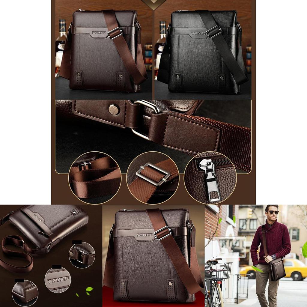 Classic Business Leather Man Bag With Soft Pu Leather And Adjustable Straps