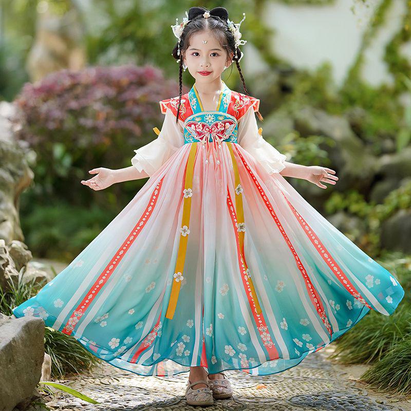 2026 New Hanfu Style Princess Dress: Ancient Chinese Fairy-Inspired Birthday Outfit for Girls