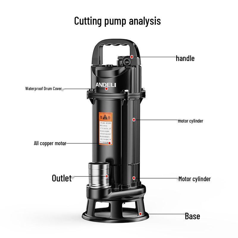 Submersible Sewage & Sludge Cutter Pump for Toilets & Cesspools - Ideal for Household & Agricultural Drainage and Irrigation