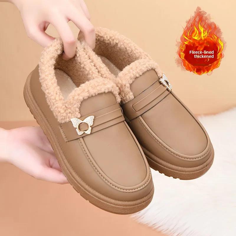 Fashion new cotton shoes women winter with fleeces slip-on can wear soft soled non-slip platform boots zapatos de mujer sneakers women