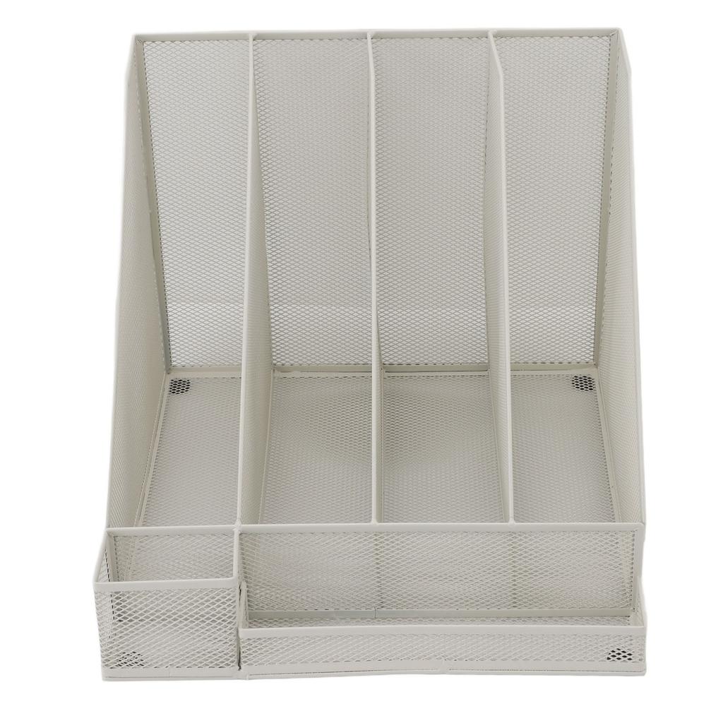 Desktop File Organizer Iron Mesh White Multi Layer Vertical File Folder Organizer for Study Office