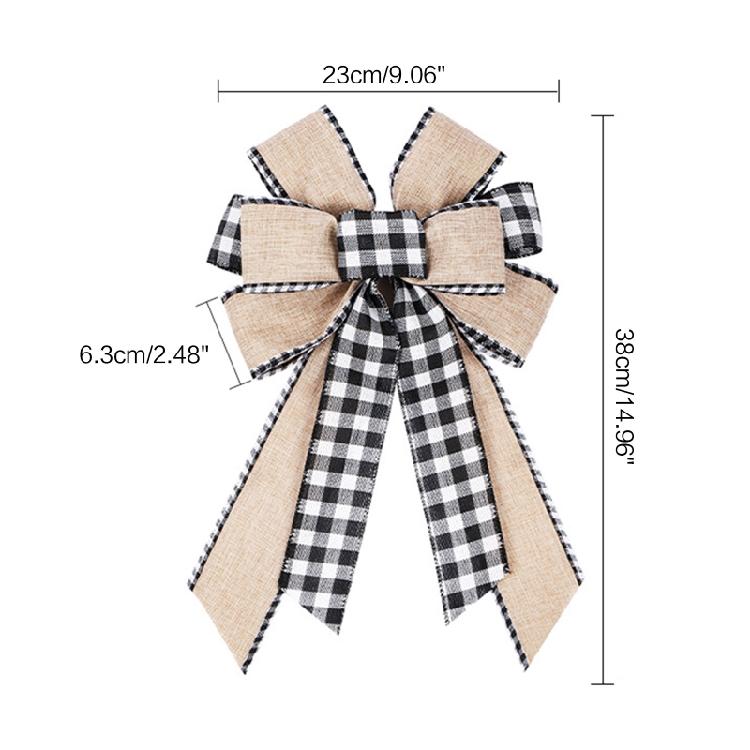 Christmas Tree Topper Large Burlap Gift Bow for Xmas Crafts 15 x 9 Inches