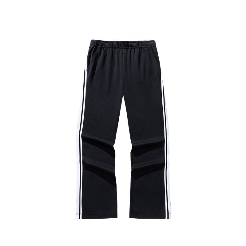 Anta Casual Simple Striped Straight Leg Knitted Sports Pants Women Bottoms Basic-Black 162528311-2