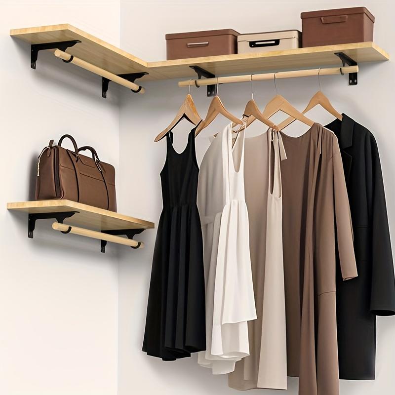 2pcs Heavy-Duty Metal Wall Hooks - Sturdy Triangle Shelf Support Bracket for Wardrobe, Closet, Entryway - Durable Furniture Hardware Organizer