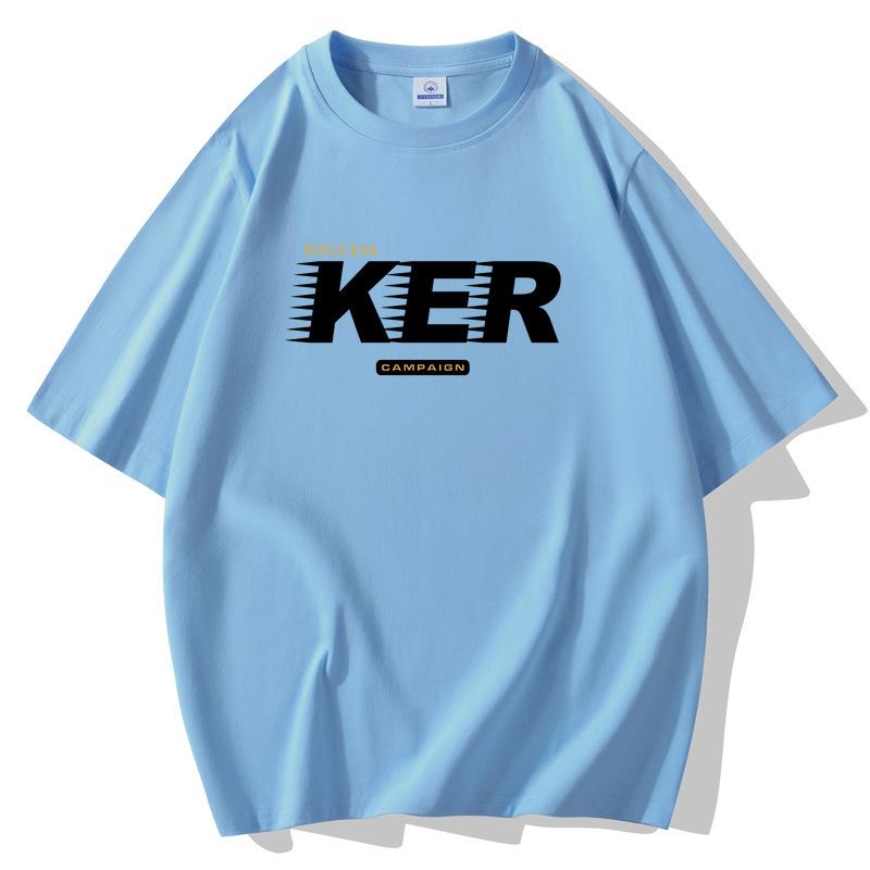 S-5XL KER Men's Loose Short Sleeves T-Shirt 100% Cotton
