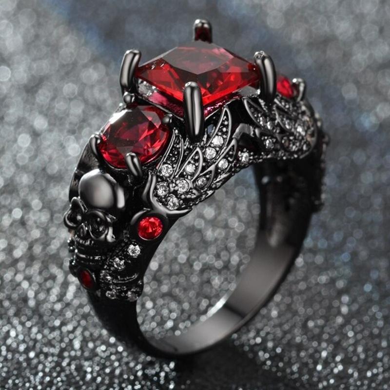 Gothic Style Ring Zirconia Multi Colors To Choose Horror Skull Perfect Halloween Decor Suitable for Mne and Women  Jewelry