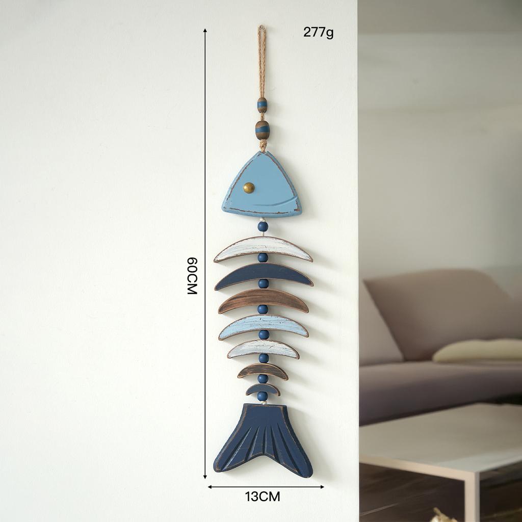 Mediterranean Retro Wooden Fish Skewers Hanging in The Ocean Fengxiang Villagers' Tavern Restaurant Wall Art Decorations