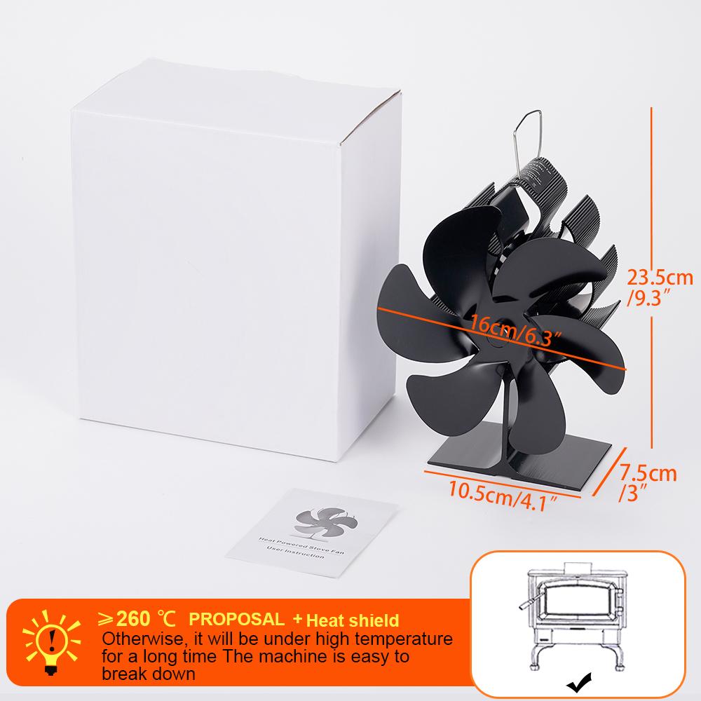 Stove Fan Heat Powered Fireplace Fan 6 Blades Log Wood Burner Eco-Fan Quiet Home Warm Efficient Heat Distribution