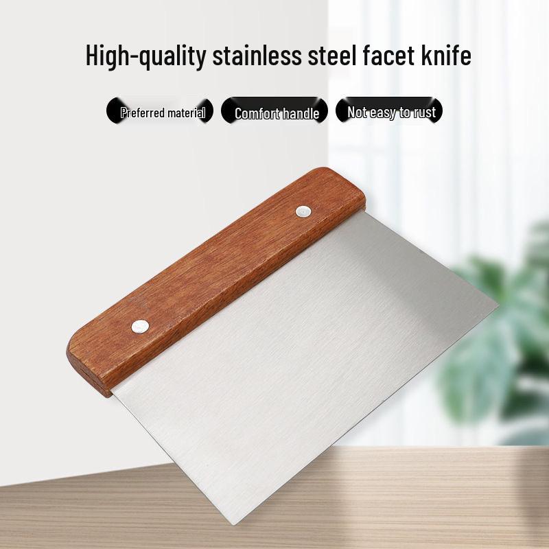 Stainless Steel Dough and Cream Scraper with Wooden Handle - Multipurpose Baking Tool