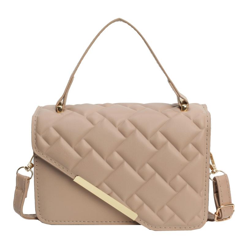 Fashion Handbag Solid Color Shoulder Bag Niche High Sense Hardware Small Square Bag Versatile Messenger Bag Tide