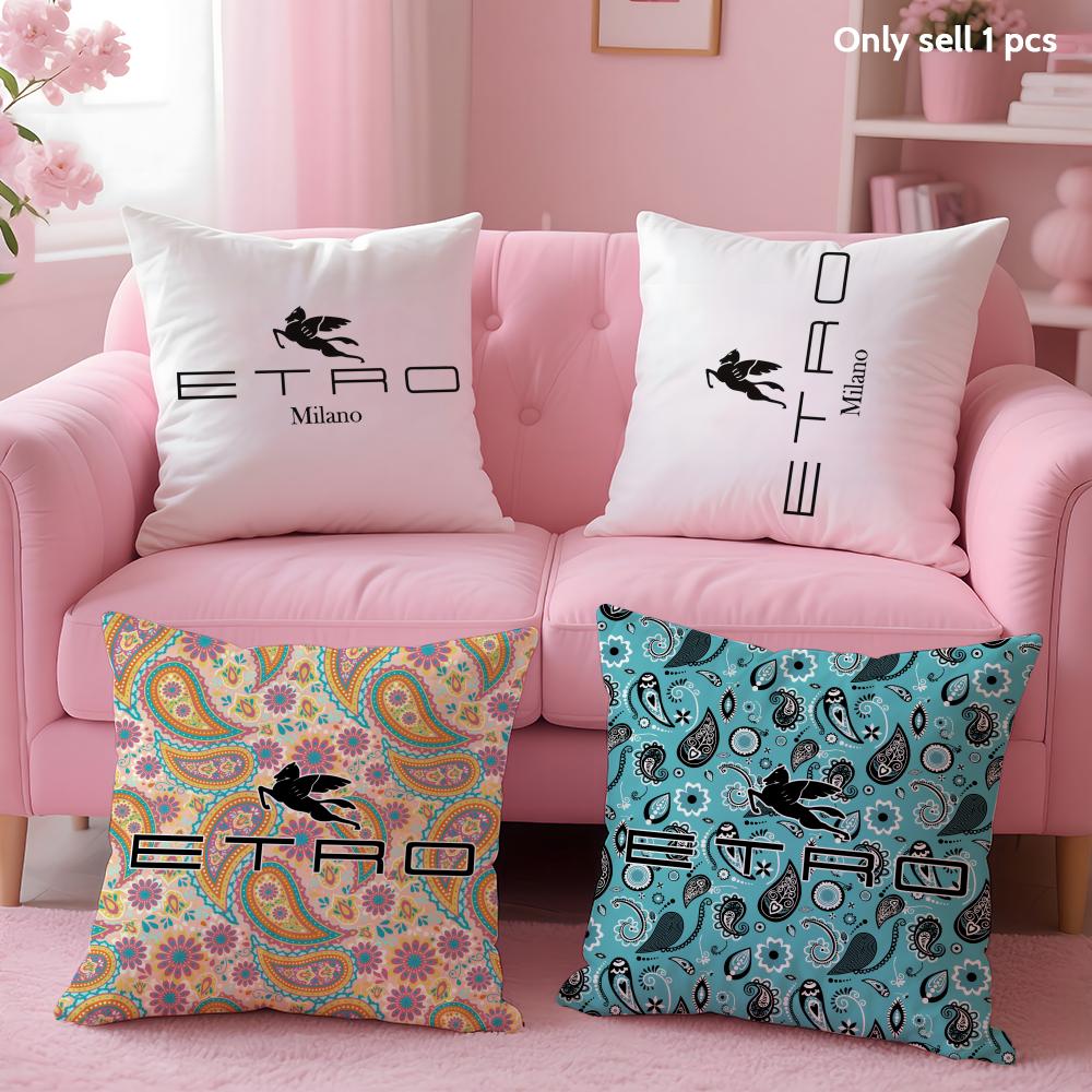 Classic Design E-Etro Cushion Cover Soft Short Plush Double-Sided Printing Home Decor Machine Washable Pillow Case Gift