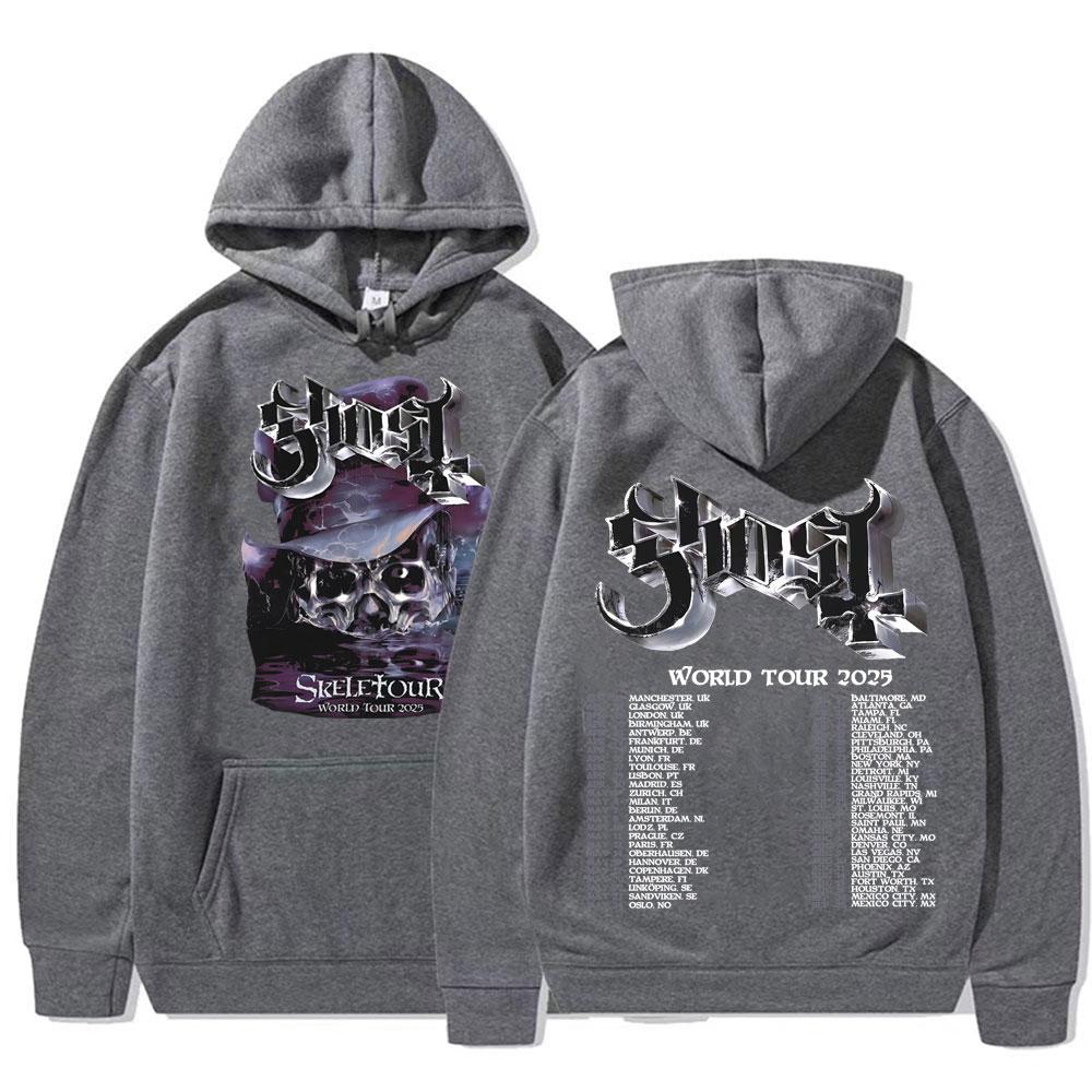Band Ghost Skeletour World Tour 2025 Merch Hoodie Herren Damen Mode Hip Hop Cooles Sweatshirt Hochwertige Hoodies Streetwear Tops