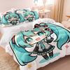 Hatsune Miku Chibi Styl Povlak na přikrývku Sada Roztomilé Anime Povlečení s povlaky na polštáře Herní místnost Teenagerská Dětská ložnice Dekorace Dárek pro fanoušky