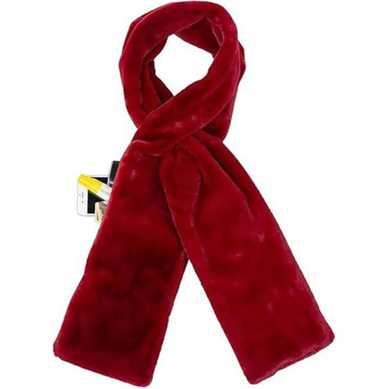 Pull Through Zipper Pocket Neckwear Faux-Fur Scarf Women