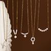 European & American Sweet Floral Wreath Pearl Rice Bead Necklace, French Titanium Steel Layered Women's Clavicle Chain