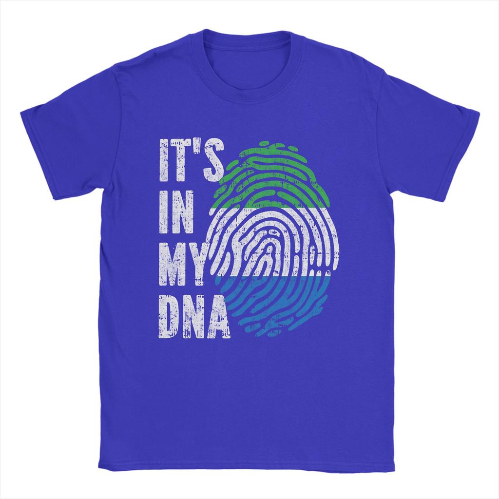 ITS IN MY DNA Sierra Leone Flag Roots TShirt Unisex Leisure Pure Cotton Tees Round Collar Short Sleeve T Shirts Gift Idea Tops