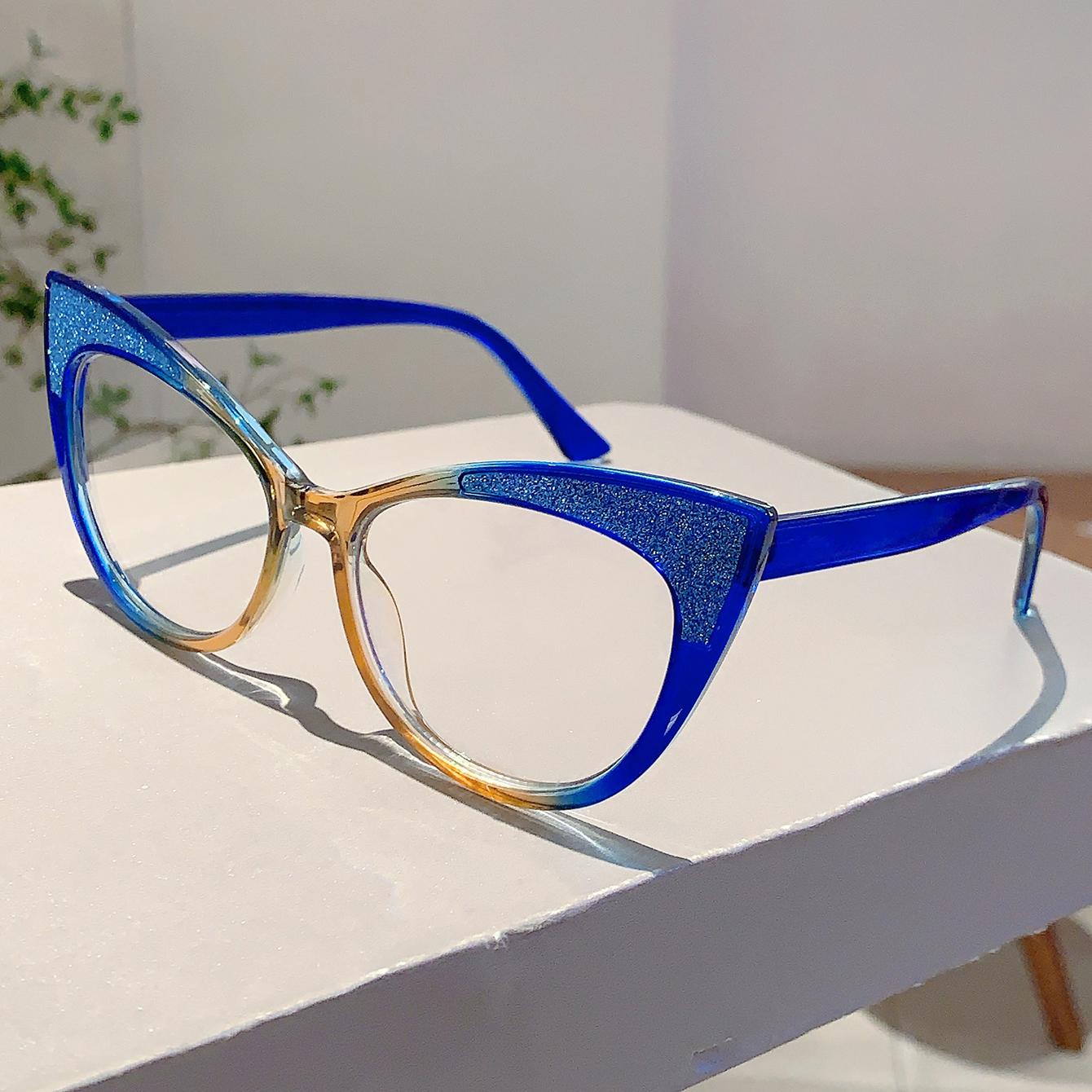KAMMPT Farbefrohe Trends Bling Rahmen Stilvolle Dekoration Foto Damenbrille Damen Beliebte Stilvolle Katzenaugenförmige Brille