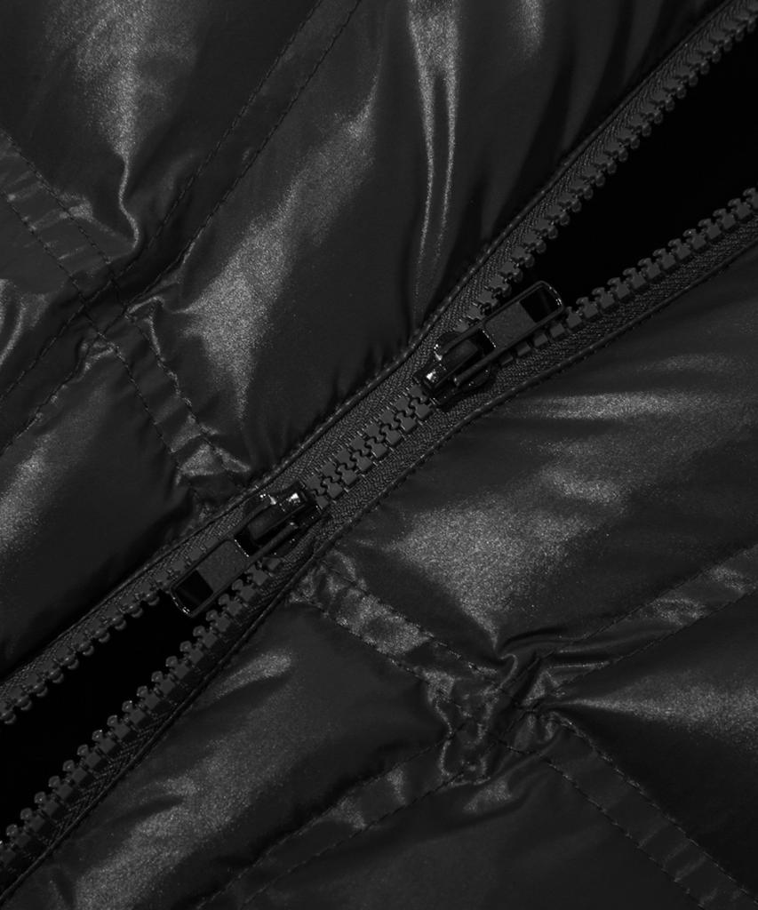 Trillion Incision Line Glossy Puffer Short Padded Jacket [Black]