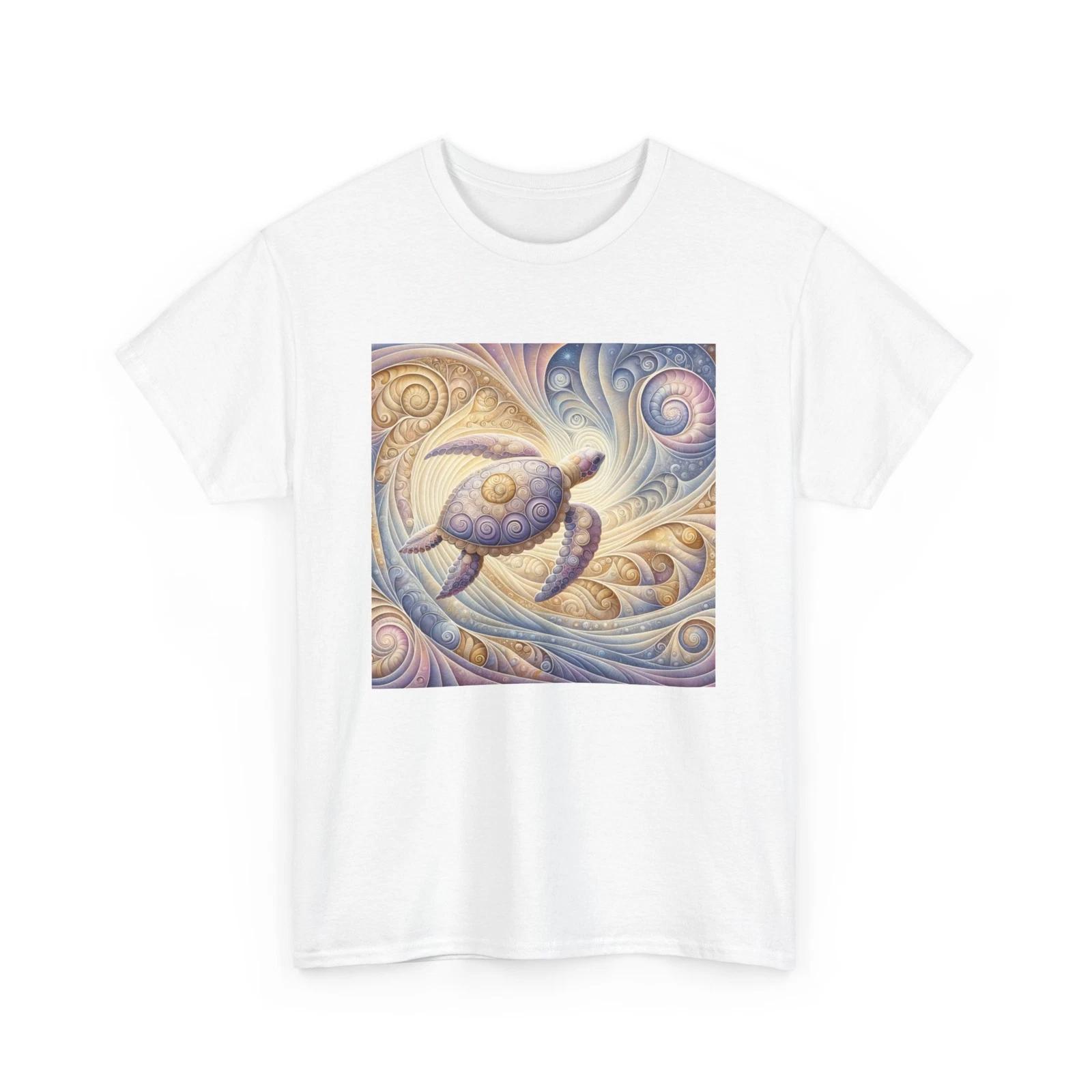 Unisex Adult T Shirt Seashell Sea Turtle Spirals Nature Animals Conservation Tee M