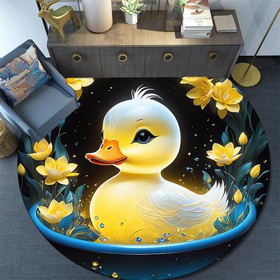 1pc Soft, Absorbent & Non Slip Cute Duck Round Rug Soft Circle Rug for Living Room & Bedroom Decor, Chair Mats, and Unforgettable Home Gifts