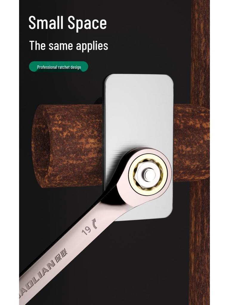 Double-Head Black Nickel Ratchet Wrench, 72 Teeth, High Hardness, Multi-Specification for Auto Repair and Household Use